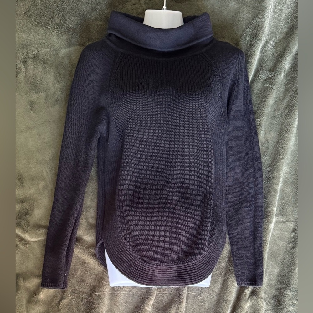 LOFT Black Neck Pullover Sweater 100% Cotton Size XS